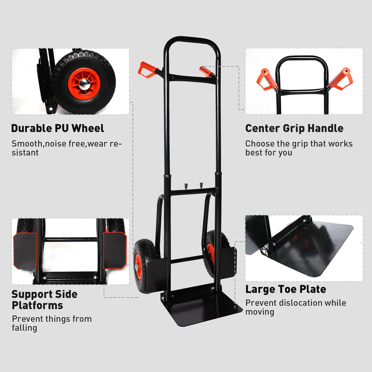 Two-wheeled trolley with Telescope Handle Adjustable height, 440lbs Capacity