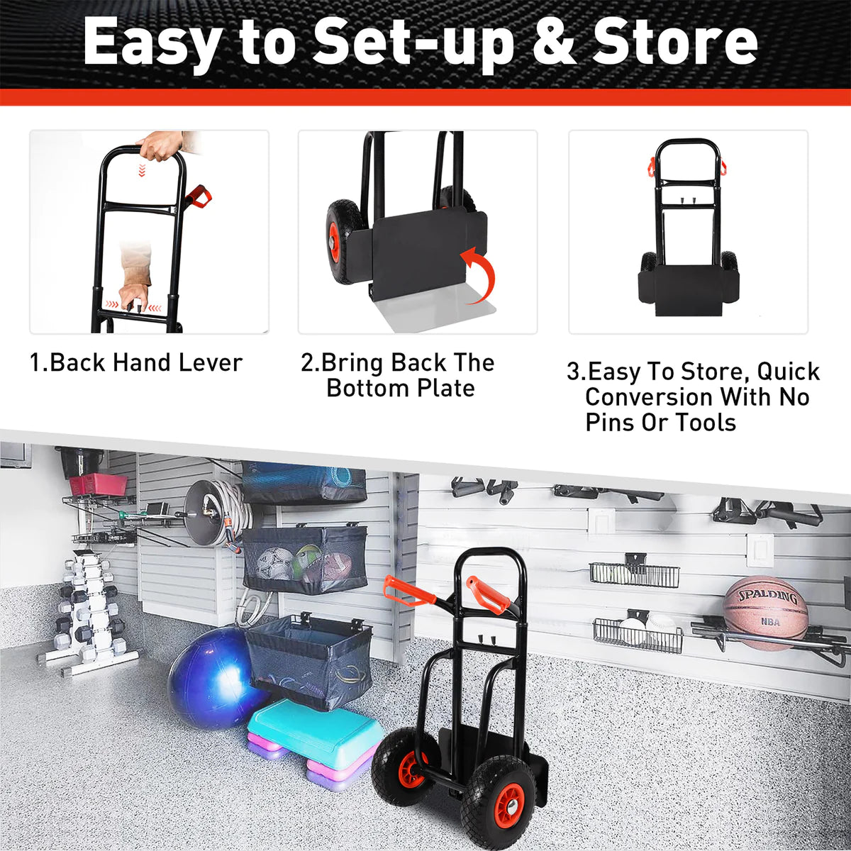 Two-wheeled trolley with Telescope Handle Adjustable height, 440lbs Capacity