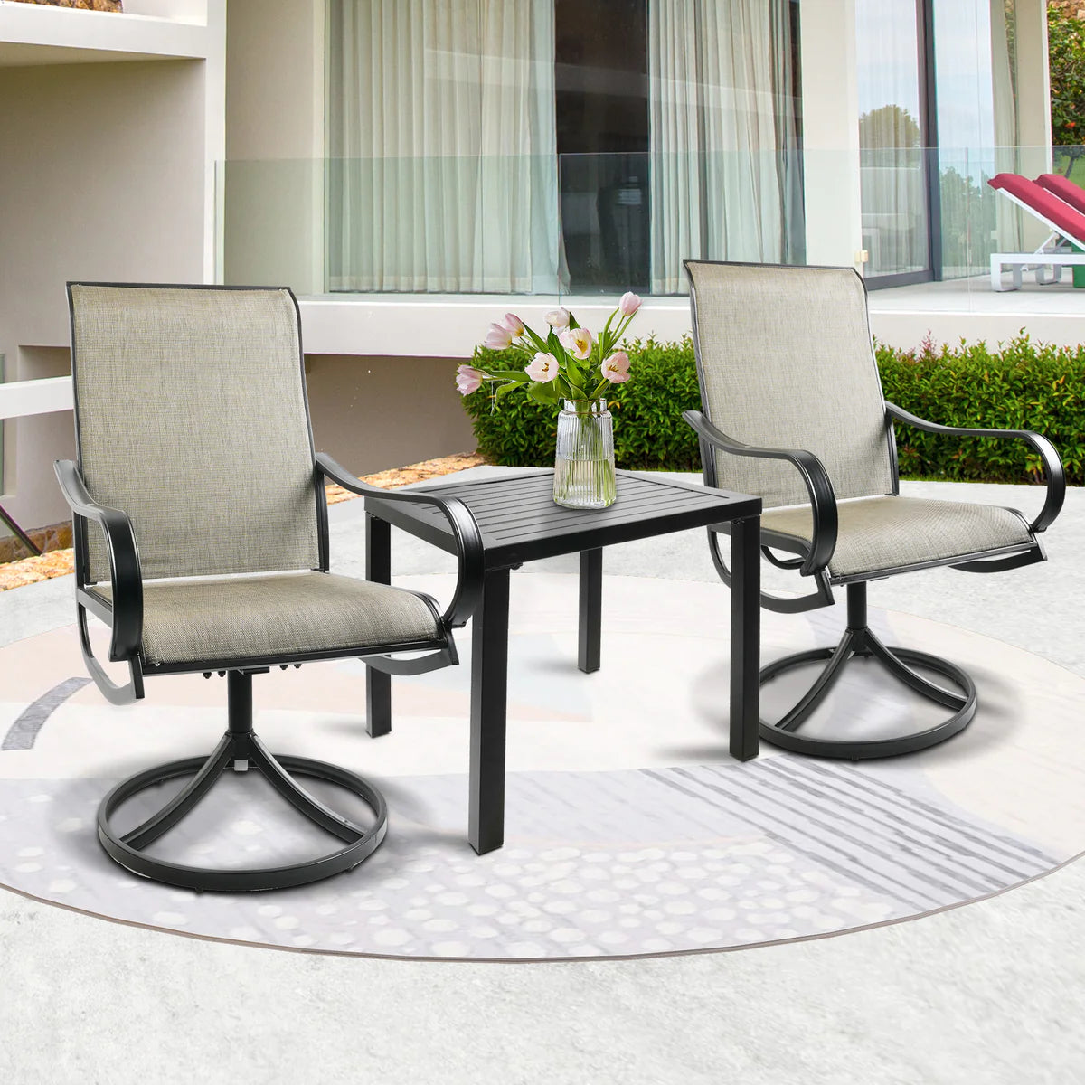 Square Outdoor Table Coffee Table Casual Table, Black