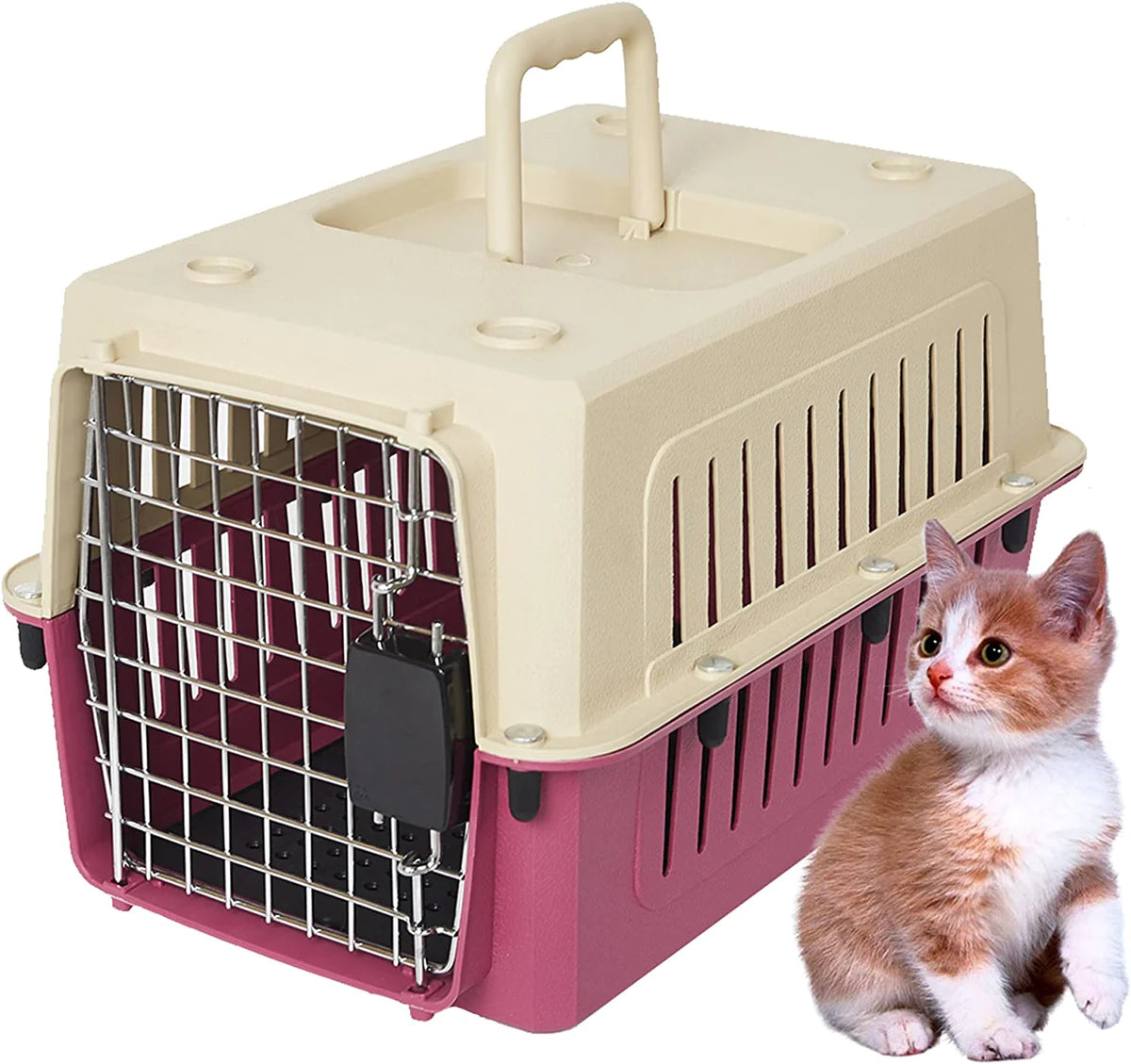Small Portable  Pet Cat Carrier Crate Outdoor Kennel Side Opening Travel Box for Small Animals