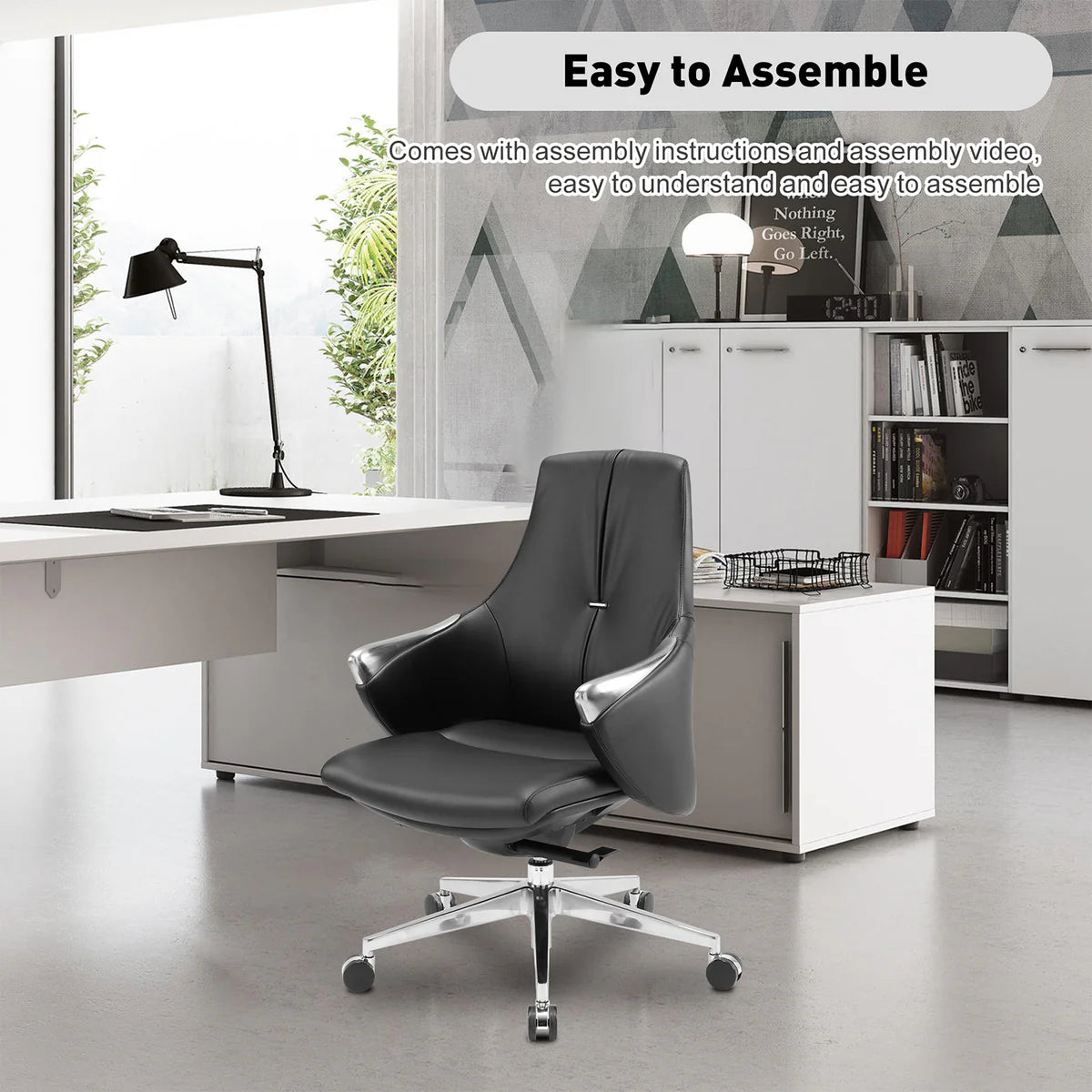 Executive Ergonomic Leather Office Chairs with Tilt and Height Adjustable