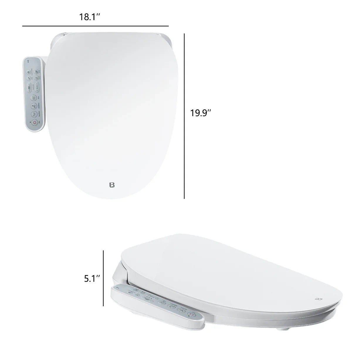 Electronic Heated Bidet Toilet Seat Elongated with Self-Cleaning Nozzle, Warm Air Dryer and Temperature Controlled