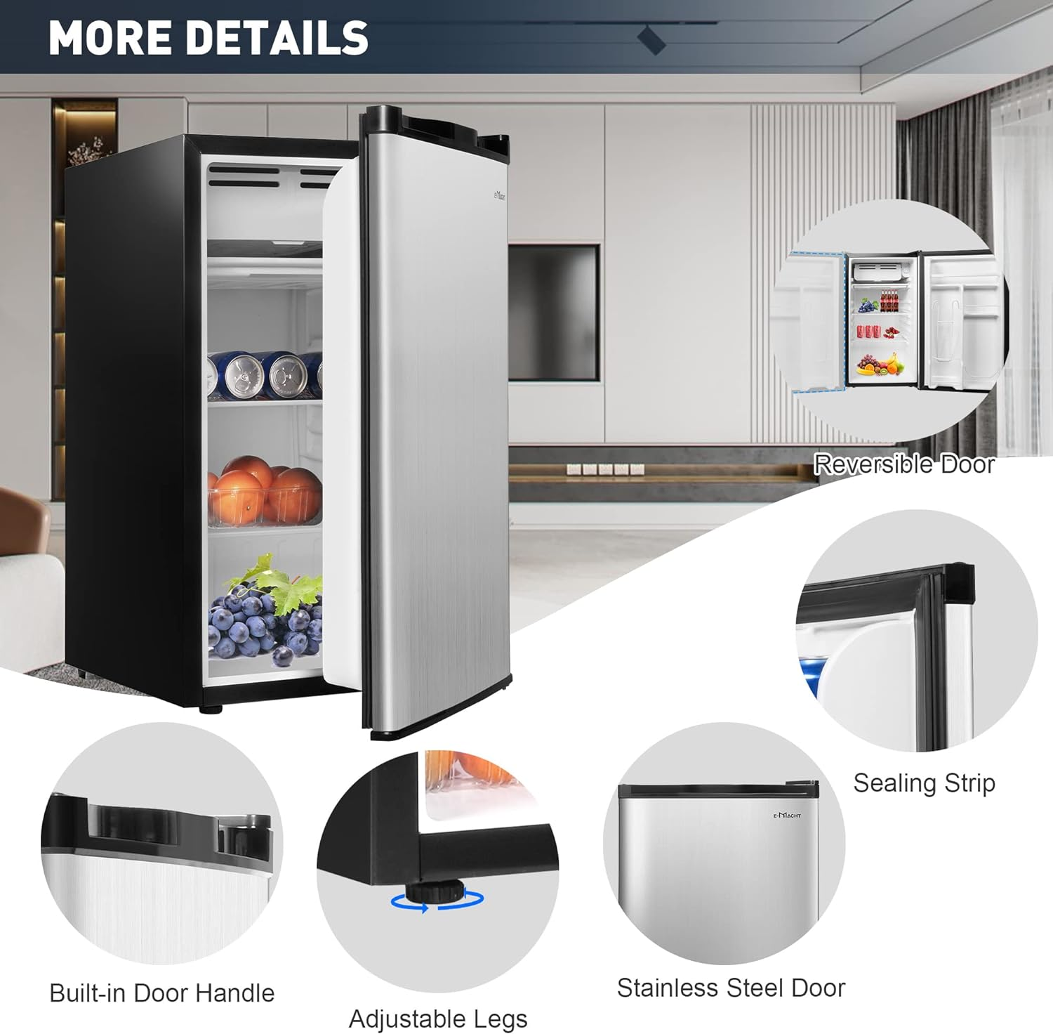 3.2 Cu.Ft. Mini Fridge with Freezer, Removable Shelf，Adjustable Legs, Adjustable Thermostat Control, Removable Shelf | karmasfar.us