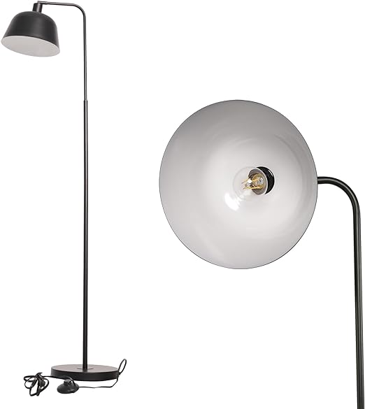 Modern Standing Floor Lamps with 8W LED Bulb, Foot Switch & Adjustable Head, Black