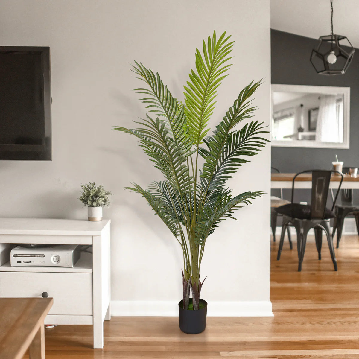 5.2ft Artificial Palm Tree Plant with 17 Decorative Leaves Faux Plant with Pot, Green