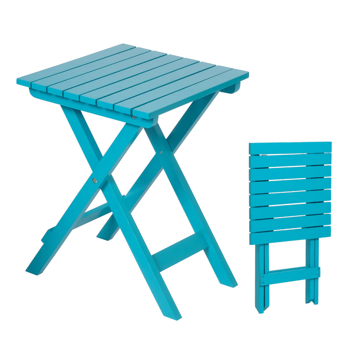 Outdoor Wooden Foldable Square, X-shaped  Table, Multiple Colors