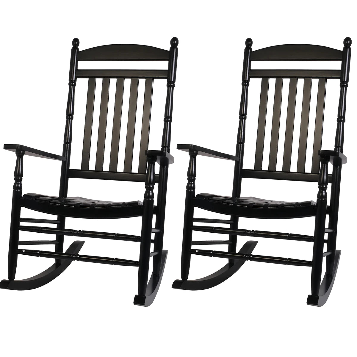 2 Sets of Outdoor Casual Wooden Rocking Chair with Armrests  High Back