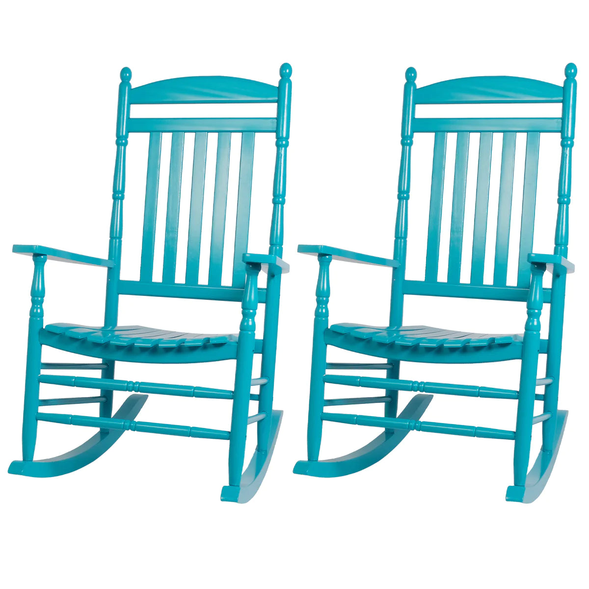 2 Sets of Outdoor Casual Wooden Rocking Chair with Armrests  High Back