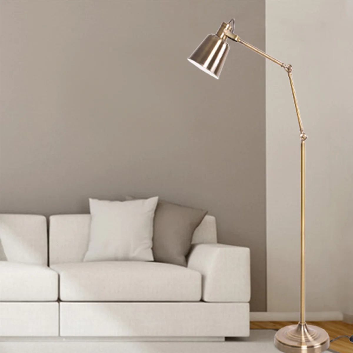 Modern Standing Floor Lamps with 8W LED Bulb, Foot Switch & Adjustable Head, Gold