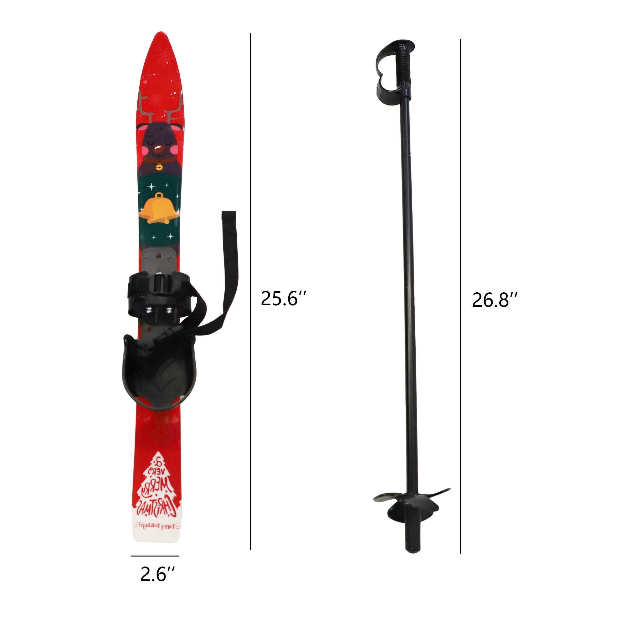 Kids Skis and Poles with Bindings for Age 2-4 Beginner Snow Skis 69cm