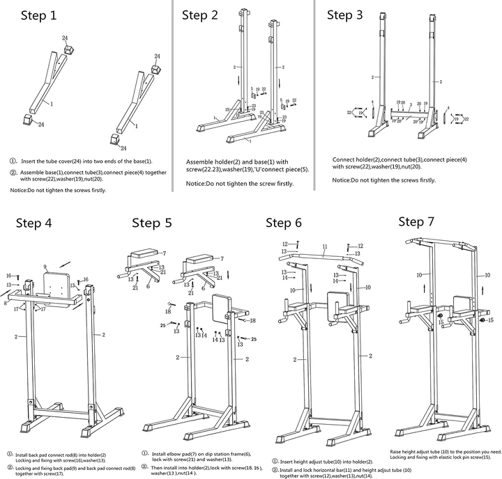 Adjustable Height 62.2  to 84.5  Strength Power Tower Dip Station