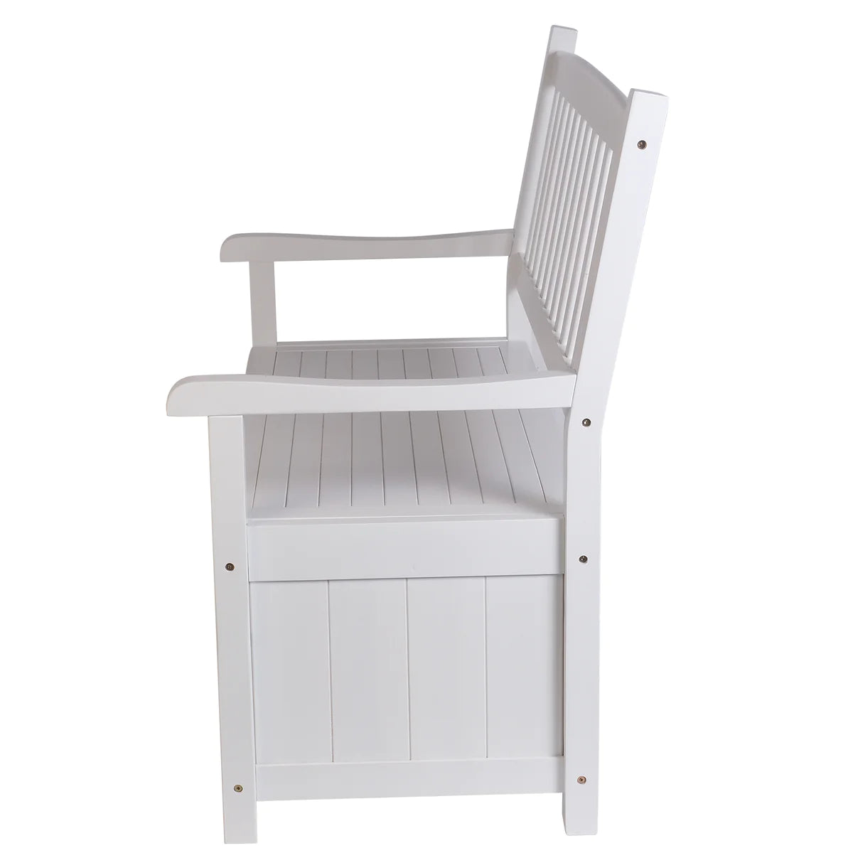 Outdoor Garden Chair with Storage Box  for 2-3 People, White