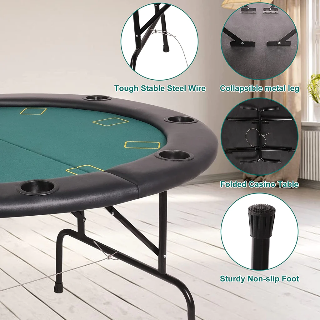 Poker Table Folding Casino Poker Table 8 Players Round Card Table