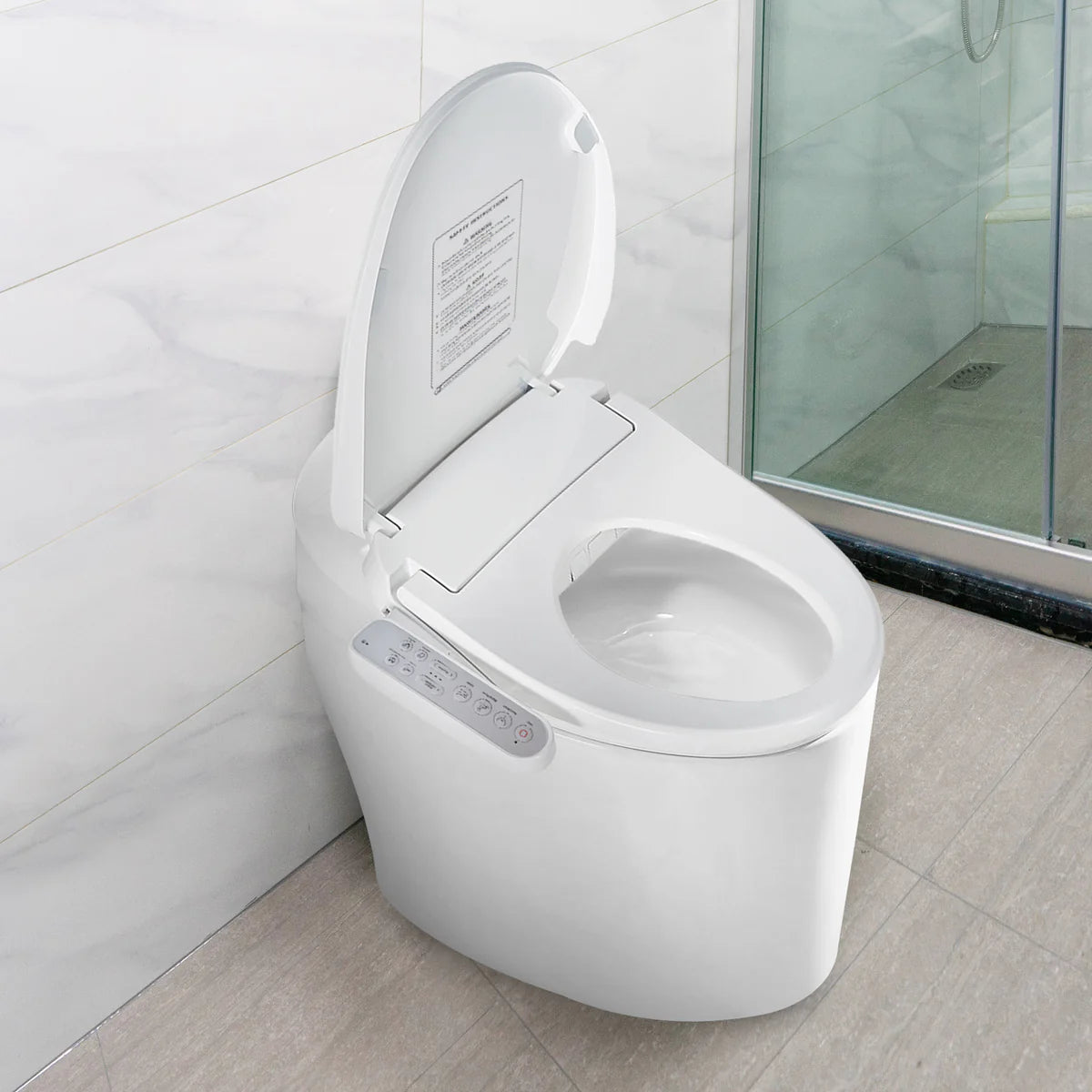 Electronic Heated Bidet Toilet Seat Elongated with Self-Cleaning Nozzle, Warm Air Dryer and Temperature Controlled