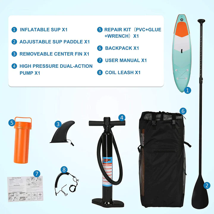 Inflatable Stand Up Paddle Board W SUP Accessories & Backpack Leash