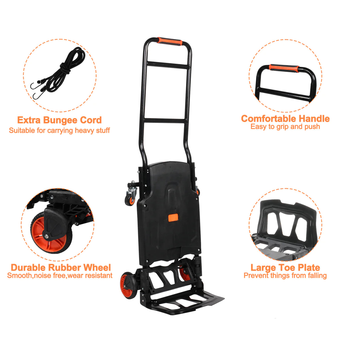 Two modes portable folding trolley with extra Bungee cord, 330lbs Capacity