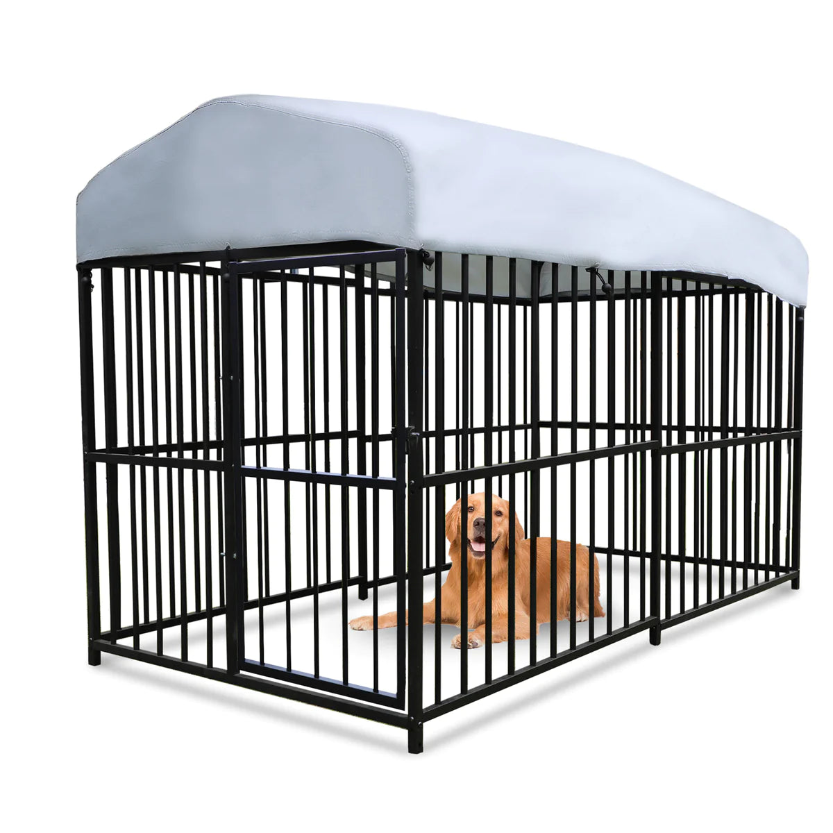 Multiple Size Outdoor Kennel Pet Playpen with Waterproof Cover and Secure Lock, Black