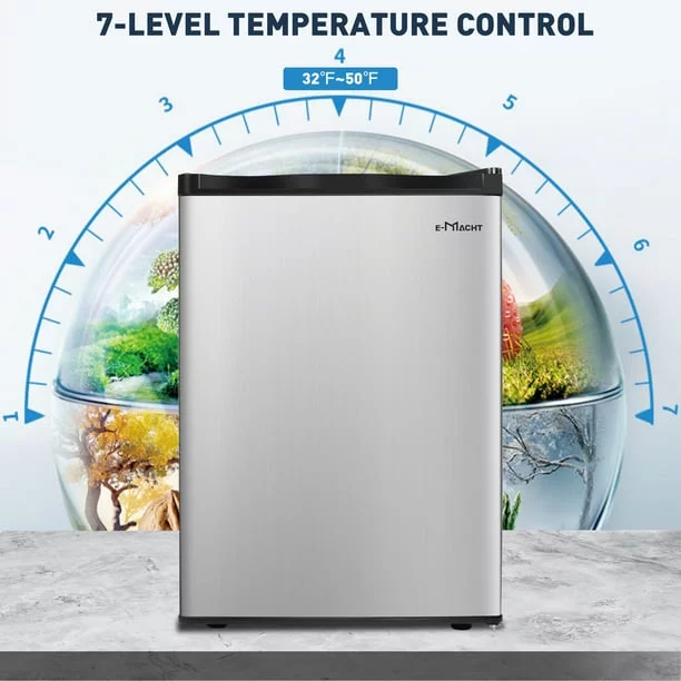 Single Door Compact Refrigerator with Freezer, Adjustable Legs and Adjustable Temperature Control, Reversible Door