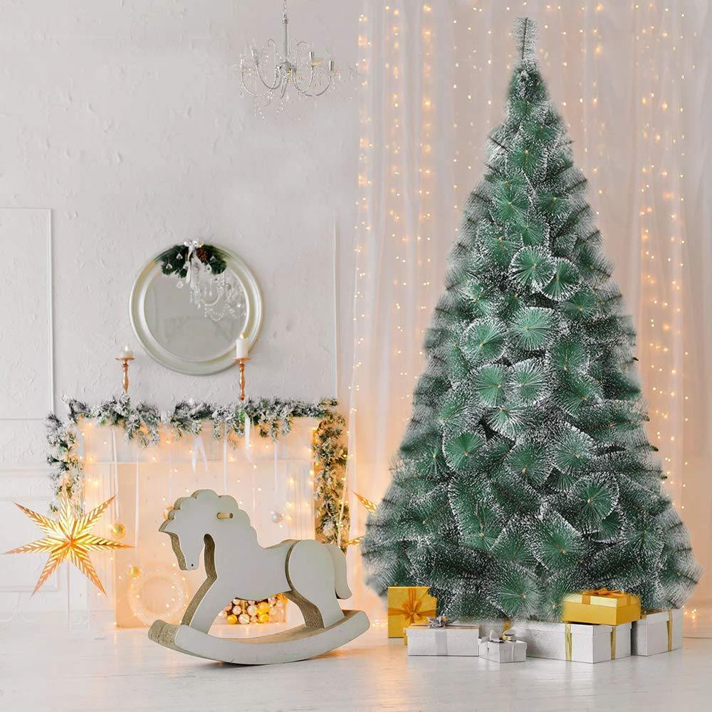 7' Classic Artificial Christmas Tree with 295 Branch Tips, Decorations, Green & Point White