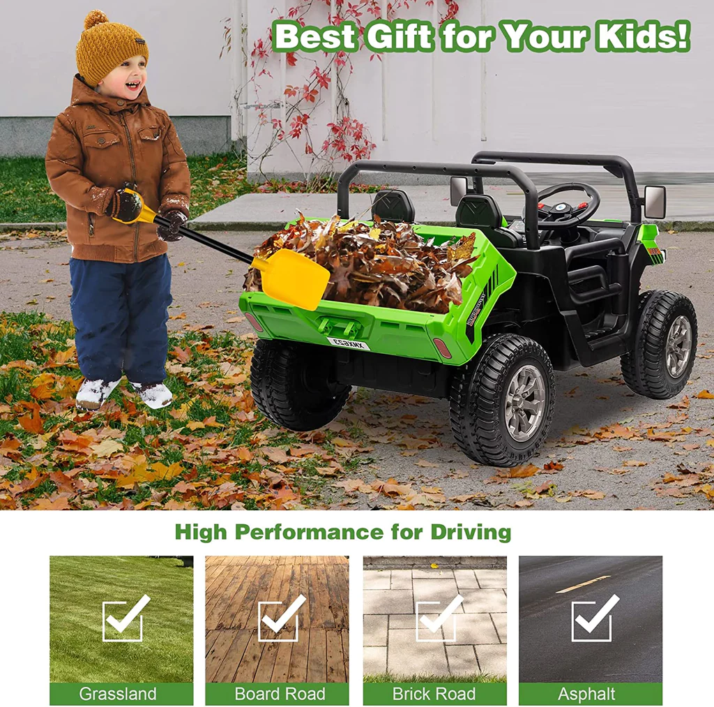 24V 2-Seater Kids Ride On Dump Truck with Dump Bed and Shovel