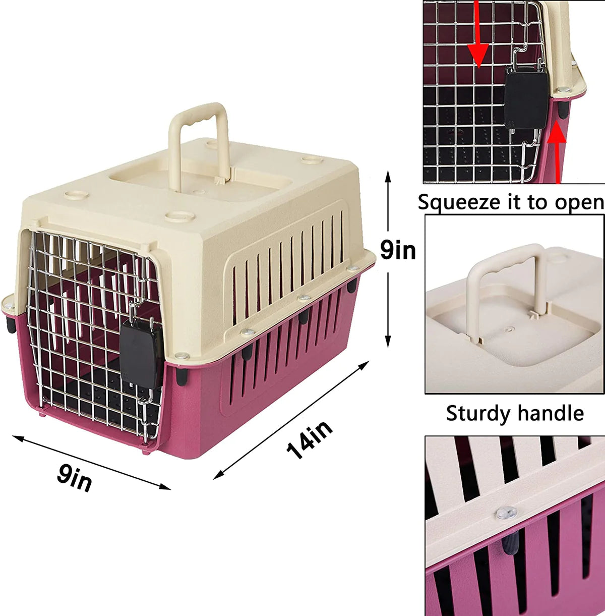 Small Portable  Pet Cat Carrier Crate Outdoor Kennel Side Opening Travel Box for Small Animals