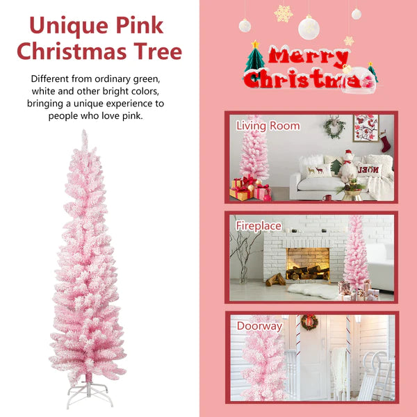 6.9’ Artificial Christmas Tree with 450 Branch Tips, Pink