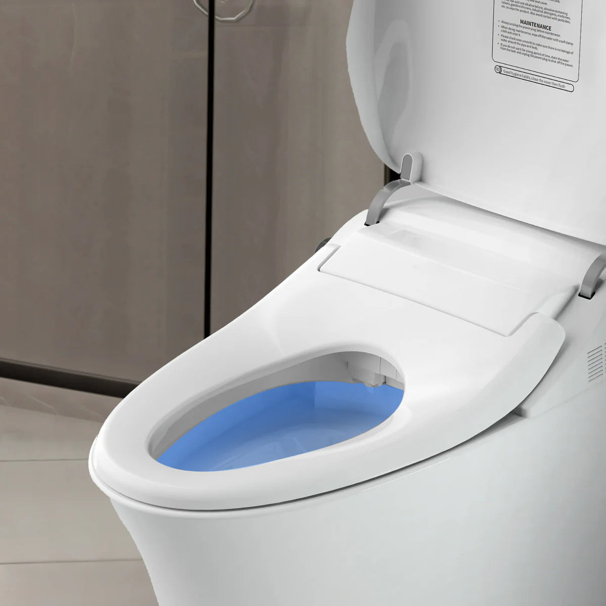 Electronic Smart Toilet Bidet with Heated Seat, Off-Seat Auto Flushing and Dryer, One Piece Bidet with Self-Cleaning Nozzle, LED Night Light