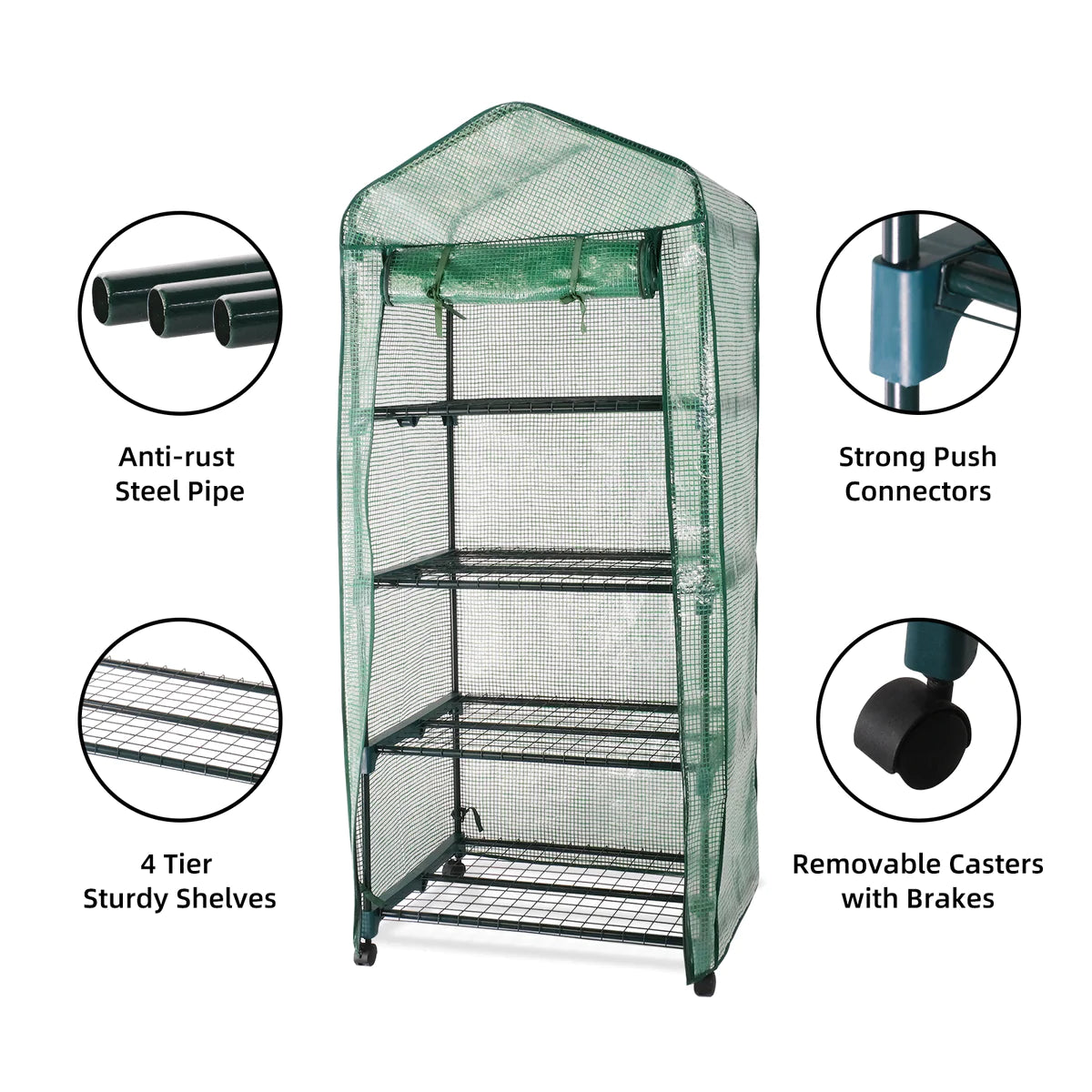 Small Greenhouse Metal Shelf with Cover Pot Available