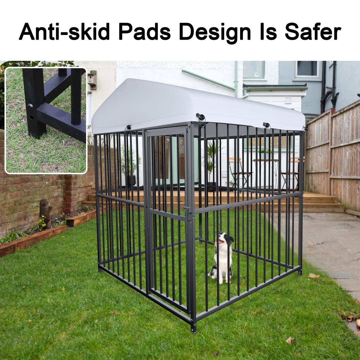 Multiple Size Outdoor Kennel Pet Playpen with Waterproof Cover and Secure Lock, Black