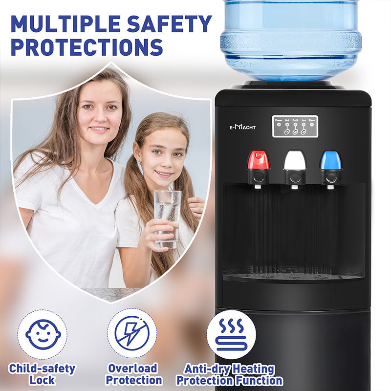 2-in-1 Top Loading Water Cooler Dispenser Ice Maker, 27LBS/24H Ice Maker Machine for 3-5 Gallon Water Bottle