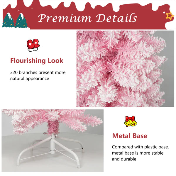 6’ Artificial Christmas Tree with 320 Branch Tips, Pink