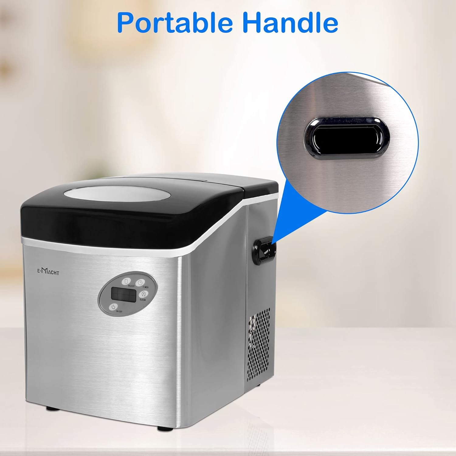 Countertop Ice Maker, Self Cleaning, 48.5lbs/24H, Portable Ice Machine with Hand Scoop for Home Kitchen Party Camping