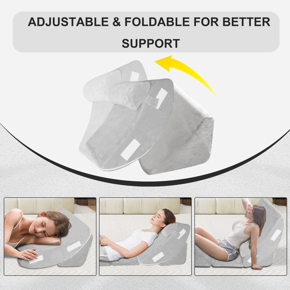 6PCS Bed Wedge Pillow Set,Adjustable Memory Foam Pillow Wedge for Back Neck Leg Pain Relief