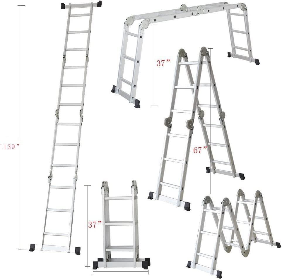11.5ft Multi Purpose Extension Aluminum Folding Step Ladder