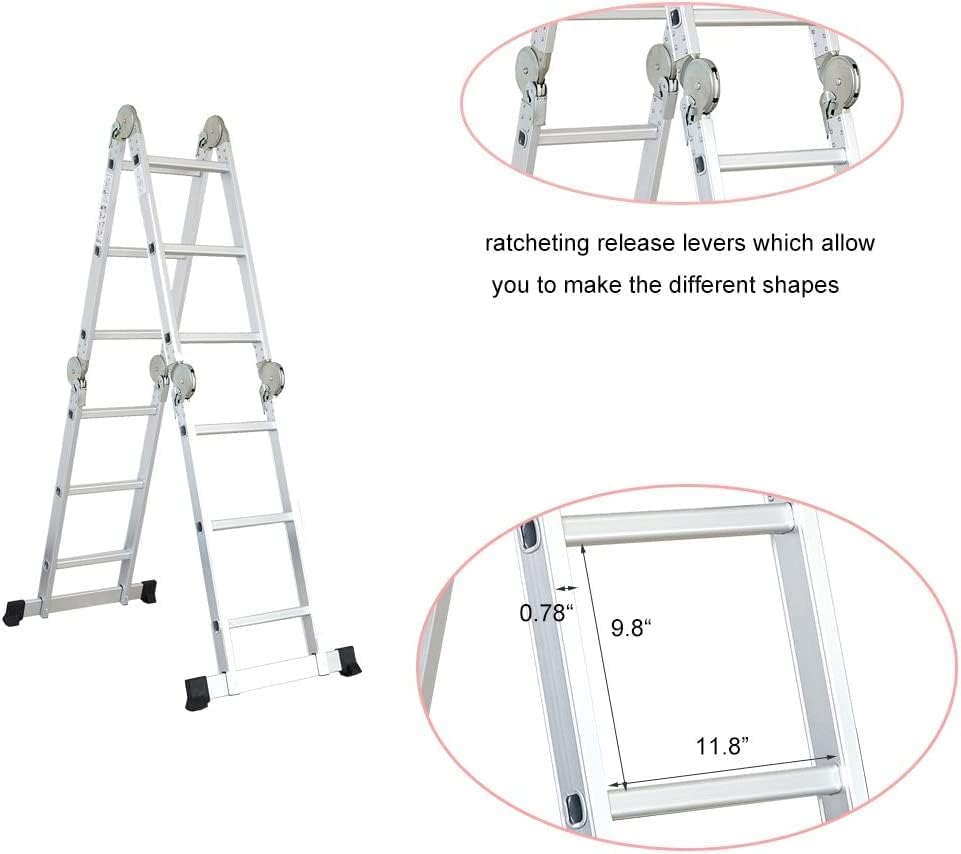 11.5ft Multi Purpose Extension Aluminum Folding Step Ladder