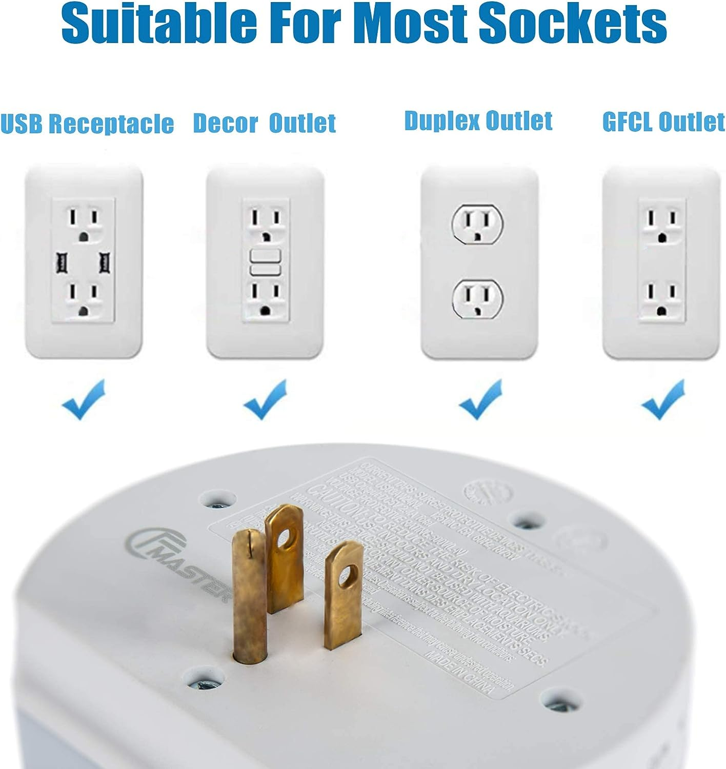 USB Wall Outlet Extender, Surge Protector Wall Outlet Plug with 3 Outlet and 2 USB Port(5V/2.4A)