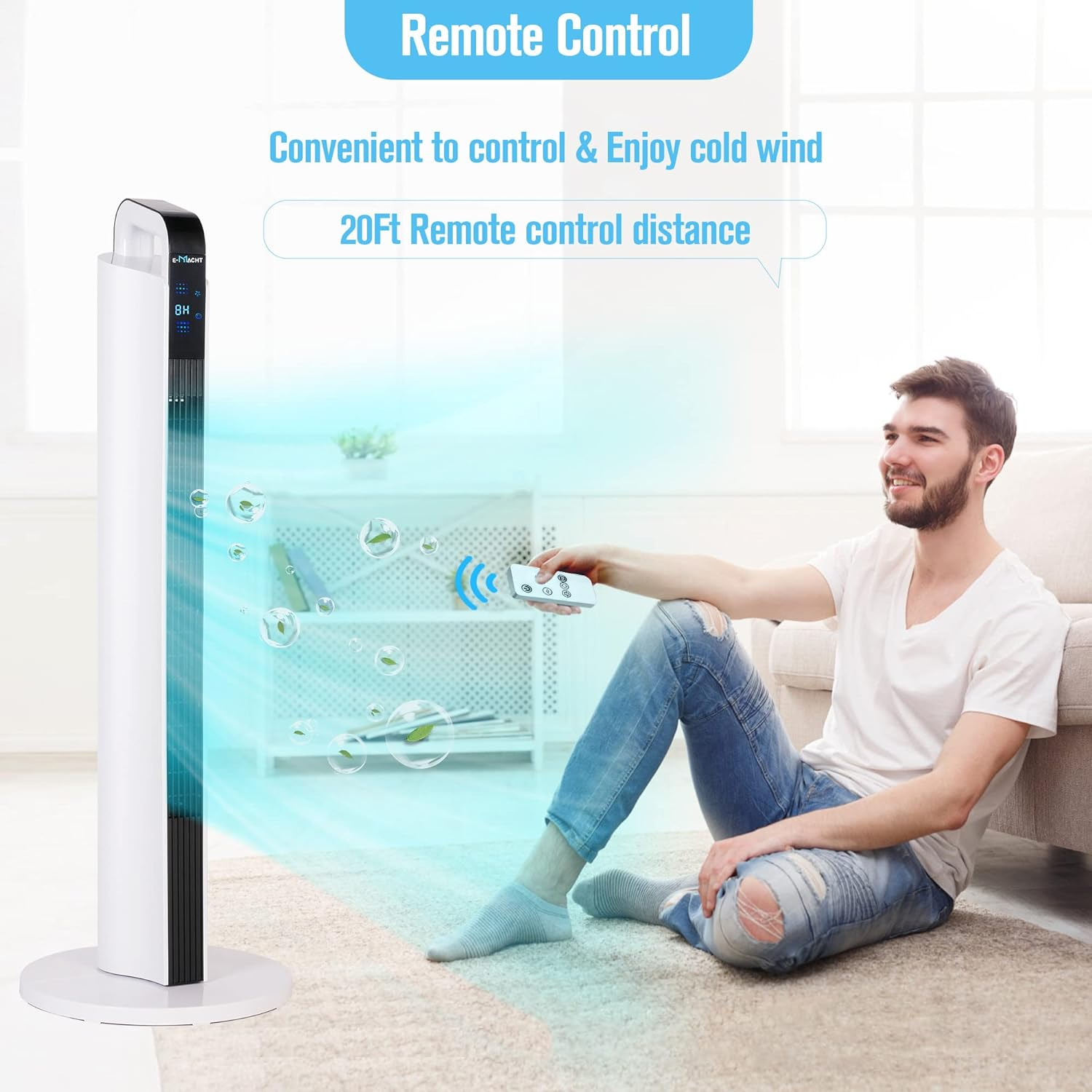 Oscillating 35 Inch Smart Electric Standing Bladeless Fan Tower Fan with Remote