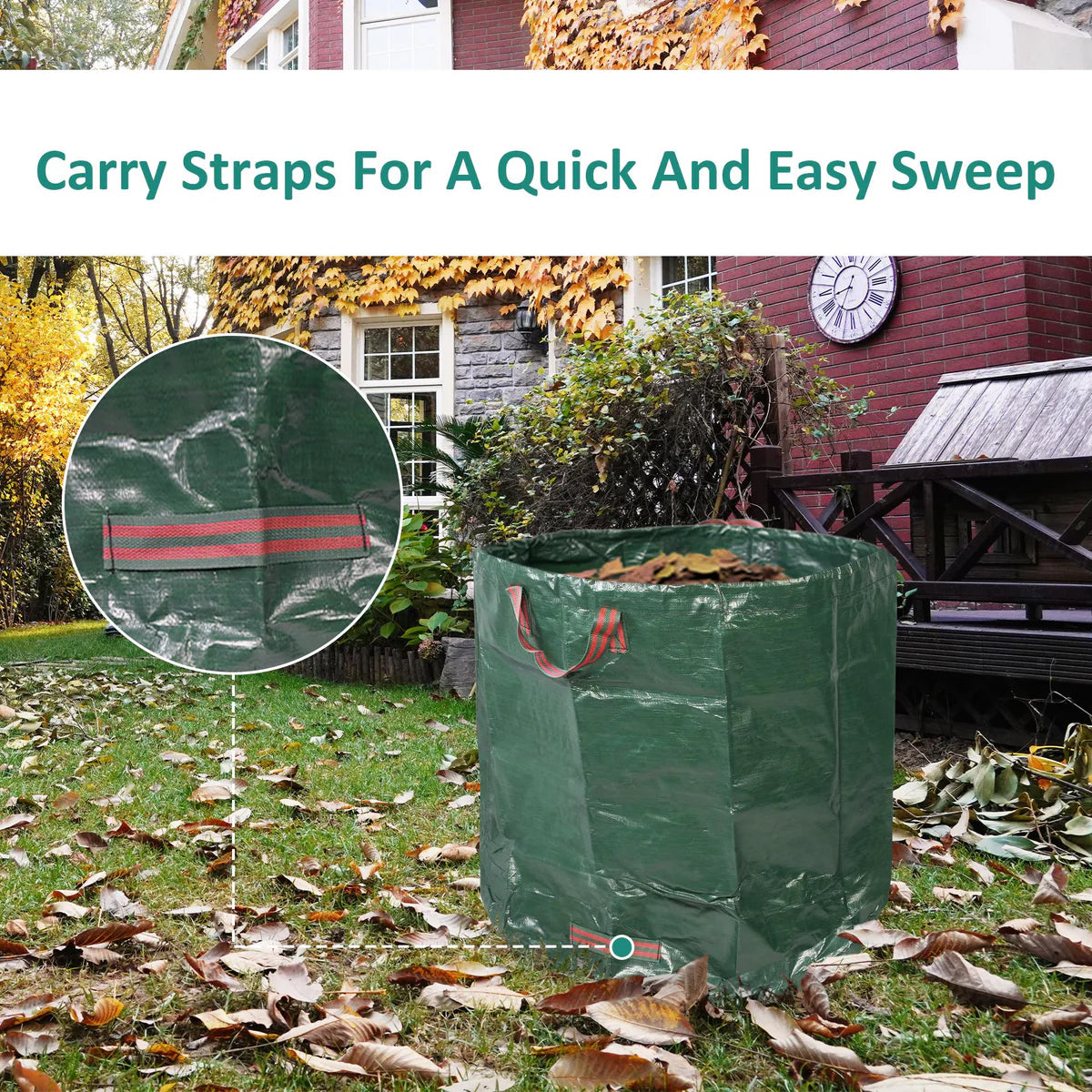 Metal Leaf Rake Set, Comes with Large Leaf Scoop, 2 Garden Bags, 1 Pair of Work Gloves, Leaf Clean-Up Tool