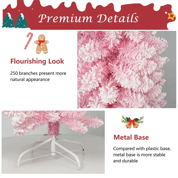 5’ Artificial Christmas Tree with 250 Branch Tips, Pink