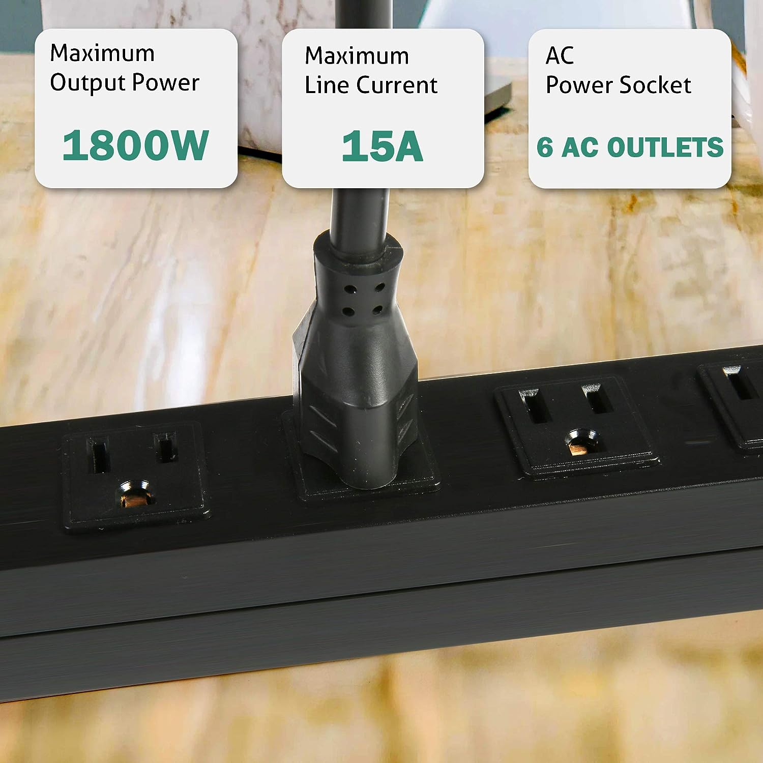 Long Power Strip, 6 Outlets Metal Outlet, Wall Mountable, 6 ft Long Extension Cord, 2 Pack | karmasfar.us