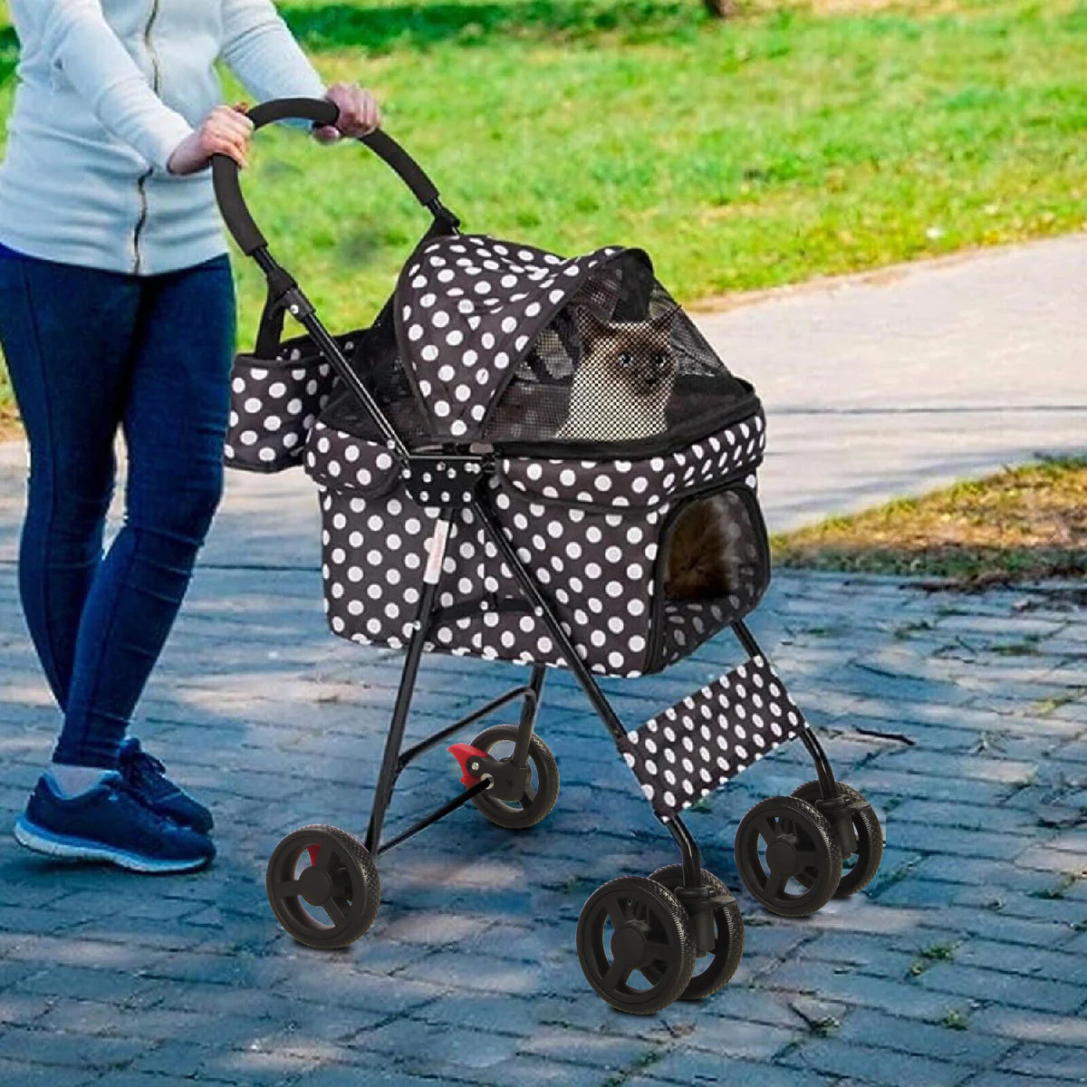 Folding Dog Stroller Travel Cage Stroller for Pet Cat Kitten Puppy Carriages