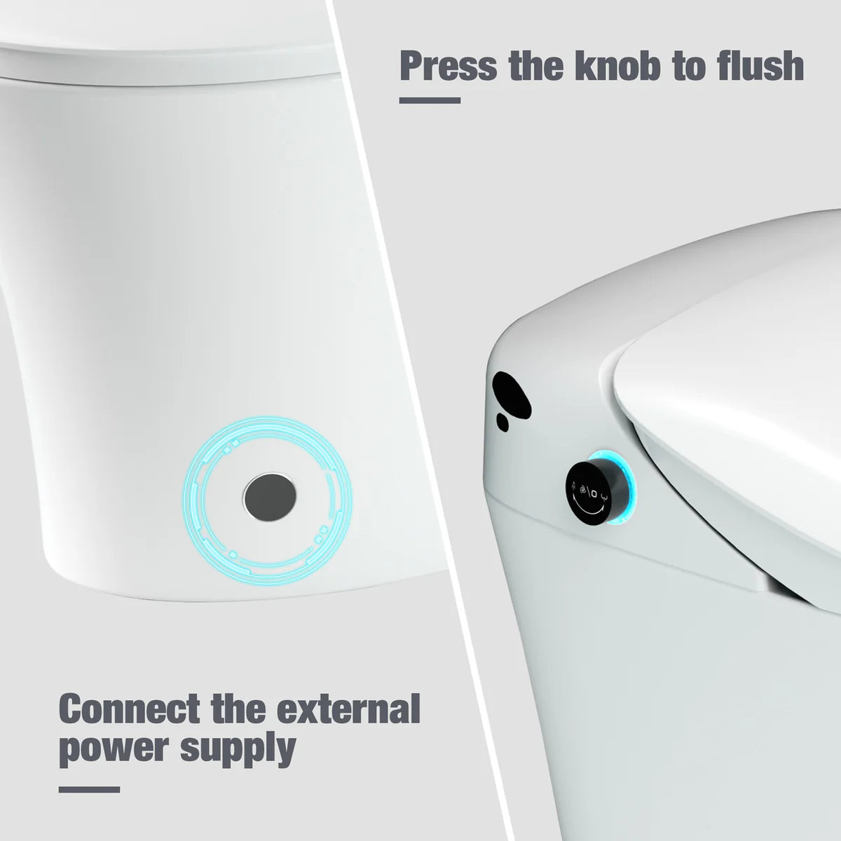 Electronic Smart Toilet Bidet with Heated Seat, Off-Seat Auto Flushing and Dryer, One Piece Bidet with Self-Cleaning Nozzle, LED Night Light