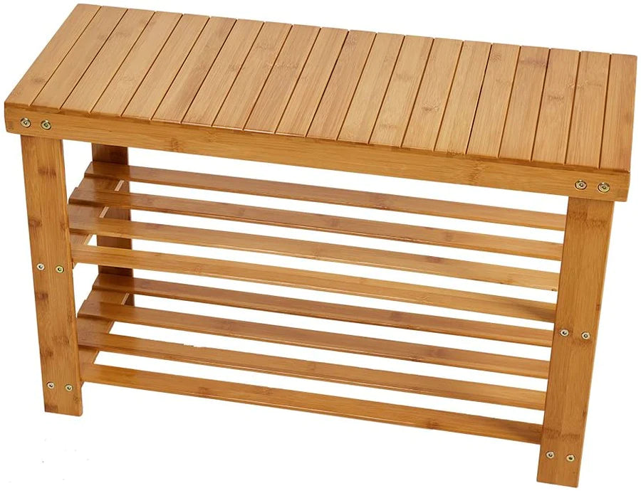 Solid Wood Double Shoe Bench Shoe Rack