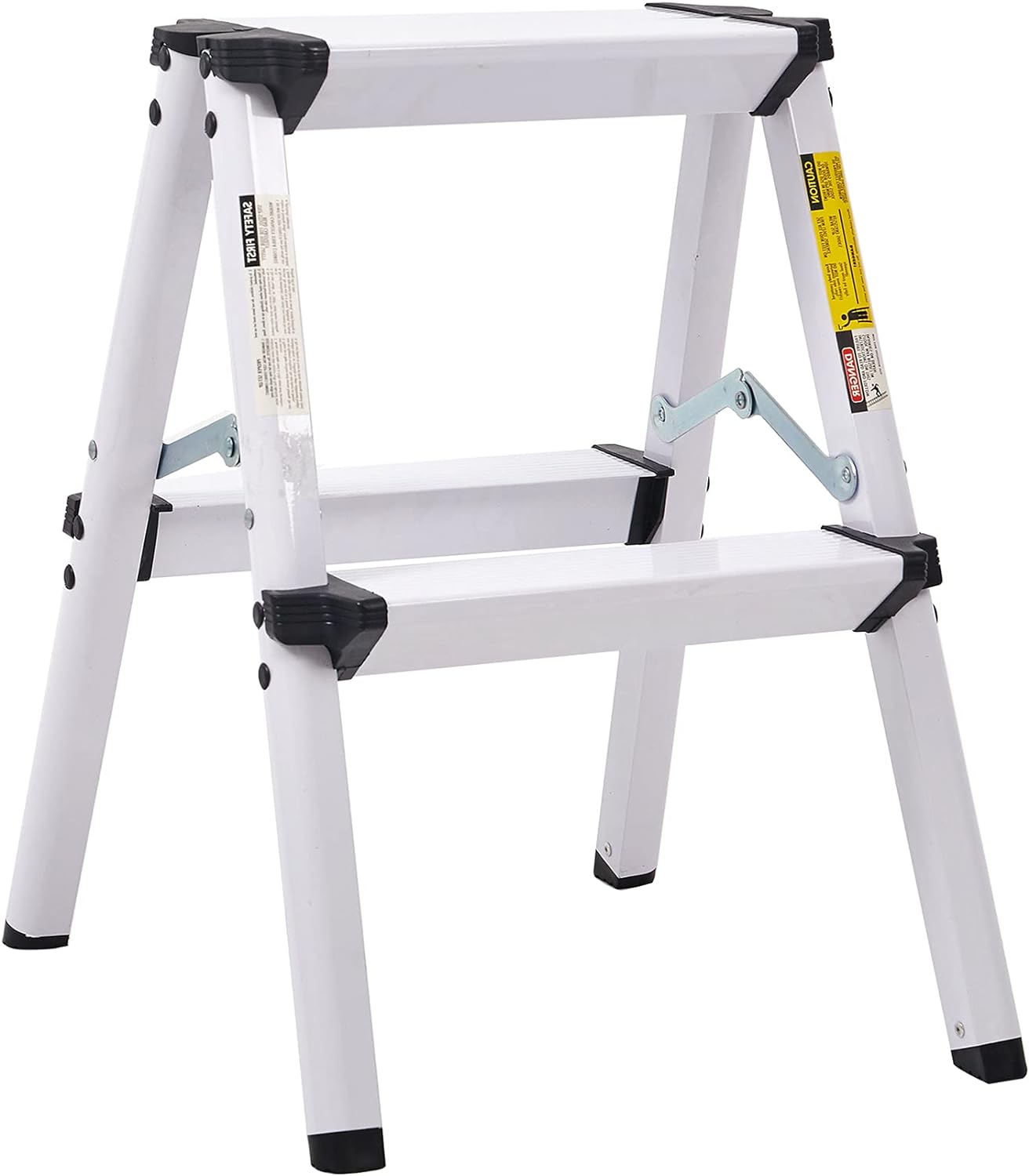 Aluminum 2-Step Stool Folding Double Sided Step Ladder Anti-Slip Sturdy and Wide Pedal Ladder 250 lbs Capacity