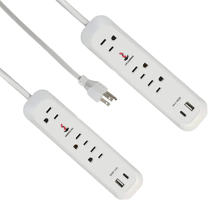 Surge Protector Power Strip with 3 Outlet and USB Port(5V/2.4A) & Type-C Port(5V/3A), 6 Ft Extension Cord