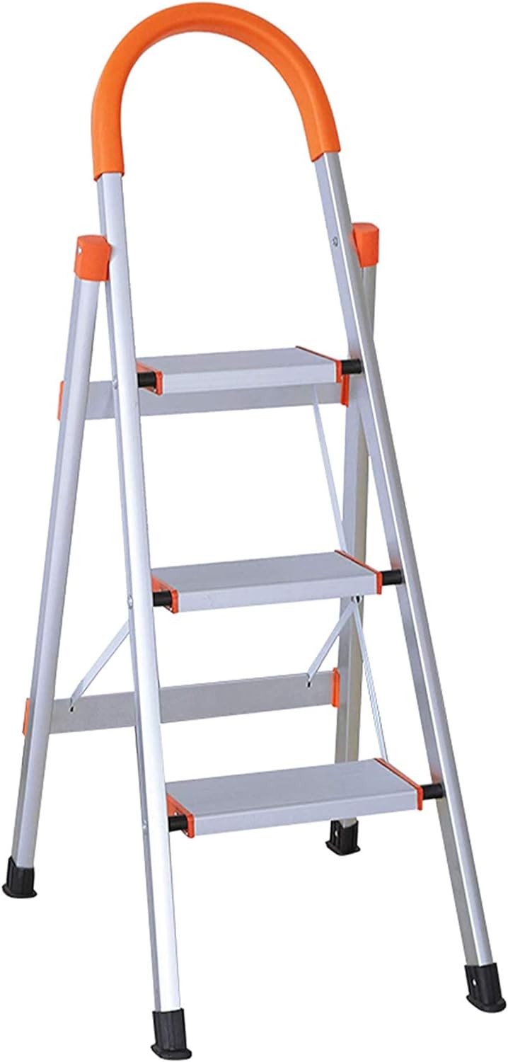 3 Step Ladder Folding Stepladder Stool Anti-Slip Pedal Aluminum Lightweight Safety Hand Grip 330 lb Capacity