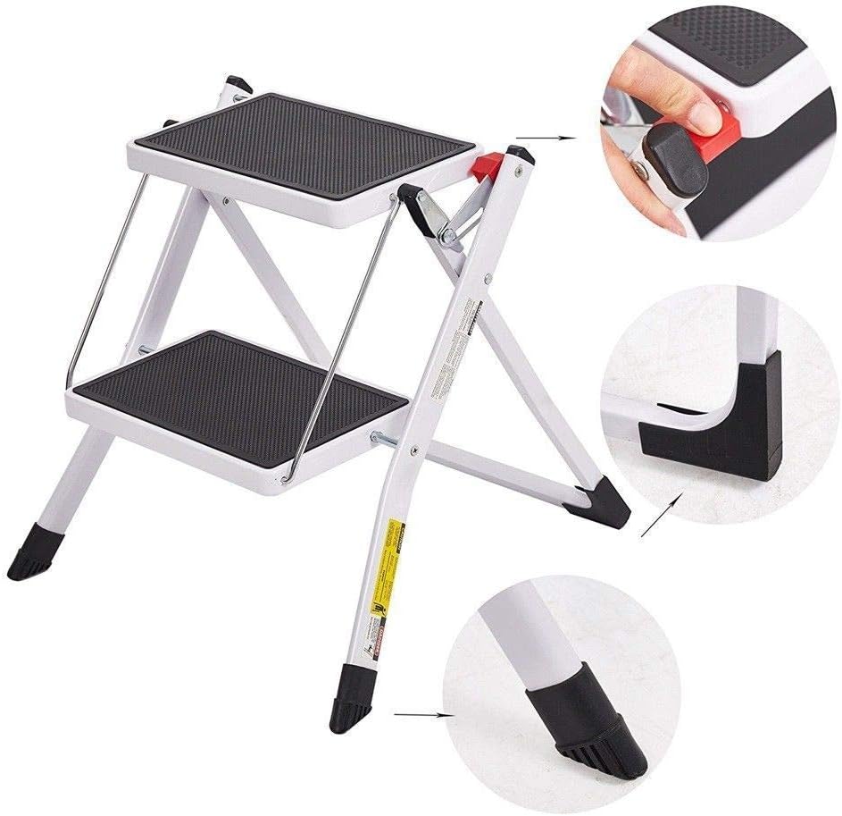 2 Step Stool Mini 2 Step Ladders with Handle Anti-Slip Wide Pedal 330 lbs Capacity