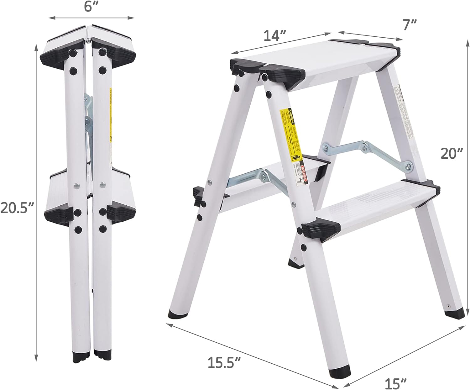 Aluminum Folding Step Stool 2 Step Ladder 250 lbs Capacity