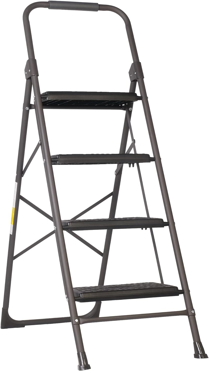 4 Step Ladder, Folding Step Stool for Adults with Handgrip Portable Lightweight Step Ladder