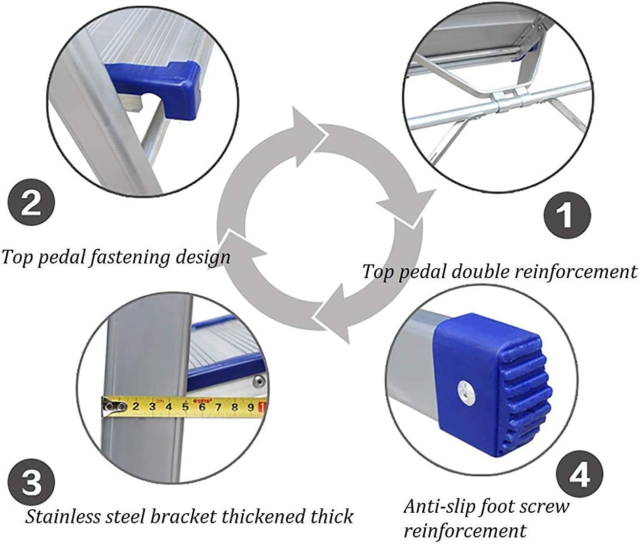 2 Step Non-Slip Aluminum Ladder Folding Platform Stool with 330 lbs Capacity